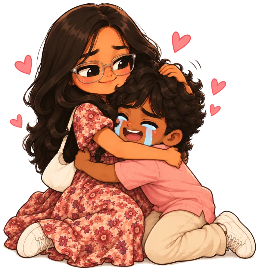 Chibi you hugging chibi me