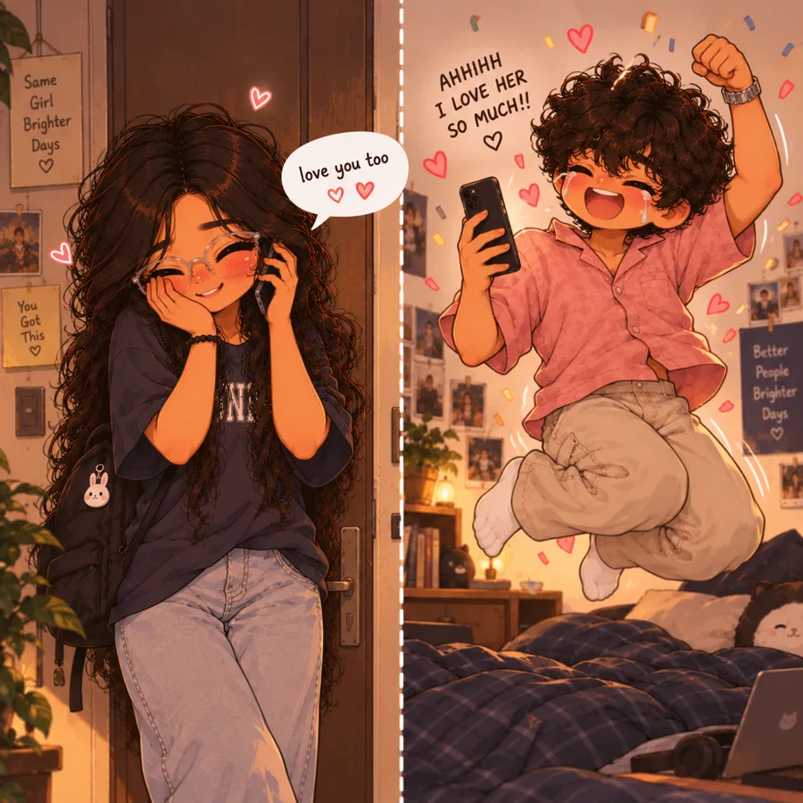 Chibi you blushing and saying love you too